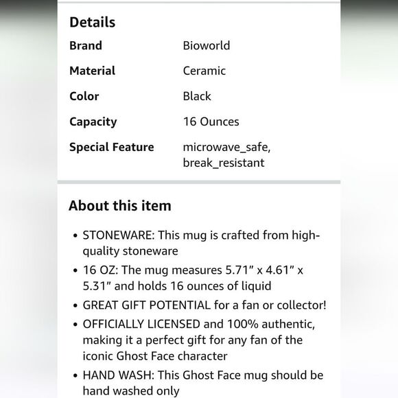 Ghost Face Sculpted 16oz Ceramic Mug - Picture 6 of 6